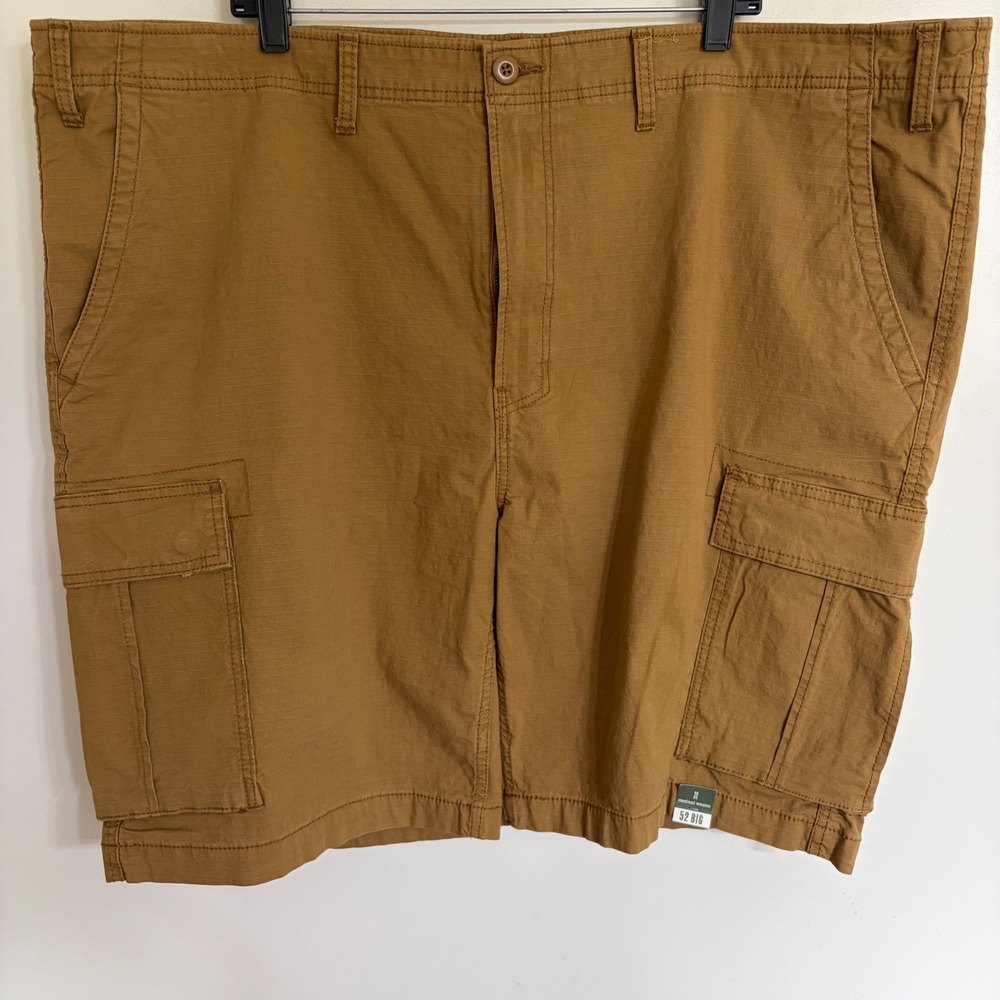 Mutual Weave Mens Brown Ripstop Cargo Shorts Size 52 Big Stretch Utility Work